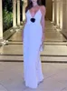 Casual jurken Chiffon Dress for Women 2024 Fashion vintage mouwloze Deep V Neck Silm Sexy Backless Spaghetti Strap Evening