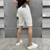 Designer de shorts masculino British Style Style Tridimensional Steel Label de aço preto e branco Lavagem masculina shorts jeans casuais com uma lisada de perna reta Micro Elasticidade i3mt