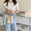 Schoudertassen katoen dames eco herbruikbaar winkelen mode bloemen vrouwen mini canvas handtassen casual vrouwelijke draagbare kleine taskoppeling