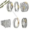 Kopparringar Twisted Women Classic flätad storlek6-9 Designer CrossCover Men Fashion Jewelry Ring Wire Vintage Double X Engagement Anniversary Gift FTC2