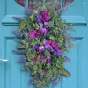 Fleurs décoratives Excellente qualité Porte de tulipe suspendue couronne colorée à la maison décora hydrangea violet pour