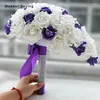 Flores de boda elegante goteo de goteo romántico púrpura rames artificiales 2024 novias de dama de honor de nupcias de marrón