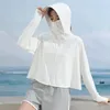 Vestes pour femmes Femmes à écran solaire zipper Face à capuche à capuche Nack Protection de glace Anti-uv mince à manches longues et à manches cyclistes