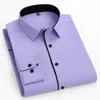 double collor Full shirts for men plus size slim fit formal plain shirt over office clothes solid longsleeve business tops 240409