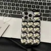 Корпуса сотового телефона Роскош Стильный 3D сетка серебряный телефон для iPhone 15 14 13 12 Pro Max 11 Plain Vintage Lovely Shock -Resee Cover Funda J240418