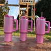 US Stock the Quencher H2.0 Cosmo Pink Parade Tumbler 40 oz 4 uur heet 7 uur koud 20 uur Iced Cups 304 Swig Wine Mugs Valentijnsdag Geschenken Flamingo