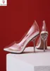 Original Intention Kim Kardashian Glass Heels Pumps Transparent Wedding Dress Shoes Woman Marriage Large Size 43 LJ2009287577131