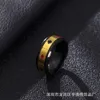 Rotating Playing Card Ring with Black and Red Flower Pieces Mens Trendy Personalized Titanium Steel