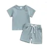 Ensemble de vêtements pour bébés garçons tenues d'été T-shirt à manches courtes et shorts élastiques pour ensemble de vêtements de vacances en 2 pièces