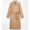 Luxury Coat Cashmere Coat Designer Coat Womens Wool Blend Coat Maxmaras Womens dubbelbröst skjorta krage ull lång kappa