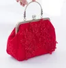 Evening Bags Angelatracy 2024 Handmade For Women Red Lace Party Clutch Bag Luxury Handbag Blingbling Vintage Clasp