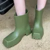 Rainboots stövlar kvinnor slip-on ankelstövlar modeplattform korta skor icke-halkvattentäta stövlar för kvinnor regnstövlar 240418