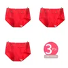 Kvinnors trosor 3st höga midja kvinnor bomull Lucky Red Young Girls Briefs Comfort Soft Underwear Andningsbara bantning Kvinnlig underkläder