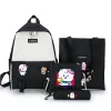 Väskor 4st ryggsäck kostym BT21 Kpop ryggsäck+axelväska+handväska+penna fodral flickor kawai stationery levererar mode skolväska