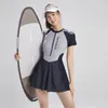 Women's Swimwear Ladies One Piece Sexy Patchwork Summer Belly Hidden Swim Suit Women Sports Beach Wear Gray Color