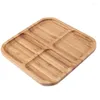 Plates 4 Grids Bamboo Snack Plate Rectangle Fruit Bread Tray Dishes Organizer Rack Refreshment Kitchen Party Supplies