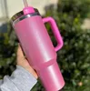 Navire d'USA Electric Pink 40oz Tumbler jaune Orange Orange Neon Green Quencher H2.0 gobelets tasses avec couvercle de poignée et paille pour rose rose rose rose tasses de voiture GG0419