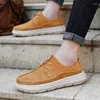 Casual Shoes Classical Men's Lightweight Suede Leather Loafers Vintage Handstitching Oxfords Ankel Boots Daily Work Office