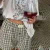 شورتات الرجال Hirigin Women Y2K Gingham Boxer Shorts Button Button مرنة الخصر الملاكمين اللطيف المصغرة بلواح بلواح بلودي