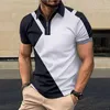 T-shirt da uomo Nuove Contra colorate con cerniera da uomo con cerniera Shirt corto maniche casual di moda casual flip flip mens top j240419