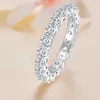 Pierścień Solitaire Bamoer Moissanite Pierścień Pełny Eternity Band dla kobiet 925 Srebrny Diamentowy Pierścionek zaręczynowy D240419