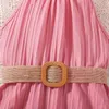 Robes de fille mode pour 4-12ys pour enfants tenue ceinture de jupe sans manches rose pour les jolies filles de vacances d'été ou robe quotidienne de style coréen d240423