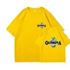 Merk Olympia Mens Gyms 100% katoenen hoge kwaliteit korte mouw T-shirt Men Hip Hop O-Neck Basic Y2K T-shirts Mannelijke tops Kleding 240418