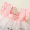 Robes de fille Vêtements pour enfants Summer Summer Fleule Fleur Fleur Mesh Puffy Baby Girl Robes sans manche Breatte pour enfants Costume D240423