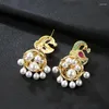 Boucles d'oreilles en peluche mode jhumka jhumki classique zircon coloré phoenix perles drop drop women bijoux bijoux cocktail rétro ethnique