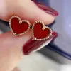 Toppdesign Original Seiko VanCleff Little Red Heart Love Halsband för kvinnor pläterade med Rose Gold Red Agate Heart -formad hänge med krage kedja