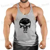 T-shirts voor heren zomer tanktop mannen bodybuilding nieuwe schedel dier gym kleding mannen shirt slanke fit vesten katoen singlets spier t240419