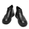 Casual Shoes Men's Warm High-Top Cotton Boots With Fleece Fashion Designer Autumn Winter Black Cow Leather for Men