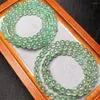 Bracelets de liaison 6,6 mm Natural Green Strawberry Quartz Triple Circle Bracelet Women Charms Yoga Meditation Amulet Strand Bangles Bijoux Cadeau