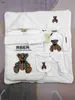 Brand newborn jumpsuits Doll bear pattern toddler Five piece set Size 52-80 CM Jumpsuit Saliva towel Hat Fang Bei Embrace a quilt 24April