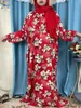 Vêtements ethniques 2024 Nouvelles femmes africaines Abayas Ramadan Prière Dubaï Turquie Middle East Femme Roine Robe Floral Loose African Robe Afrique Turban Joint D240419