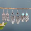 Dangle Earrings Handmade Women's Vintage Silver Color Tassel Exaggerated Ethnic Shell Drop Round Bohemian Hangers Wholesale