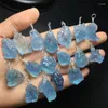 Link Bracelets S925 Natural de aguamarina cruda Cristal Gemstone Healing Energy Stone Fashion Fashion Mini Holiday Gift 2 PCS