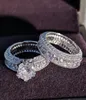 925 Silver Silver Luxury Bold Grandes anneaux de mariage Set pour les femmes nuptiales Engagement african Finger Christmas Gift Bijoux R44287196853