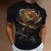 Camisetas para hombres Fashion Mens Camiseta 3D Flower estampado Copas cortas de lve strt Camiseta Rose Camiseta Strtwear