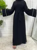 Vêtements ethniques noirs islamiques Abayas Summer Nida Robe décontractée Femme musulmane Modesty Robe Ramadan Kimono Dubai Robes longues pour femmes 2023 D240419