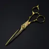 Professional 6 Gold Damascus cut hair scissors Flower screw cutting barber tools haircut thinning shears hairdresser scissors 240418