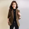 Costumes pour femmes à café haut de gamme veste dames blazer tops 2024 torse de loisir au printemps 1 bouton slim casaco féminino