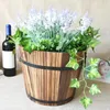 Vases Rustic Succulent Planter Wooden Barrel Empty Flower Pot Container Retro Planting Barrels Plant Garden Decor