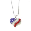 Chaines 2024 Couleur de gros coeur en forme de coeur American drapeau pêche pendentif tendance mode