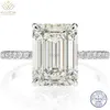 Eheringe Wuiha Real 925 Sterling Silver Emerald Cut/Radiant Cut 8*11mm erzeugt Moissanite Row Diamonds Ringe für Frauen Geschenkgroßhandel 240419