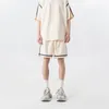Men's Shorts Summer Leisure Set T-shirt Suit Design Chic Brand Ins Fashion Sports 2 Piece Air Layer Fabric Color Contrast