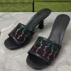 Eleganti pantofole di tallone ad alto tacco da donna in maglia sandali decorativi cavi sandali di lusso pantofole nuove vera pelle da 7 cm tacchi spessi