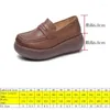 Buty swobodne Koznoy 6 cm 2024 Retro Ethic Sewing oryginalna platforma skórzana klin Mom Spring Autumn Comfy Women Round Stopa Slipon