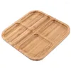 Plates 4 Grids Bamboo Snack Plate Rectangle Fruit Bread Tray Dishes Organizer Rack Refreshment Kitchen Party Supplies