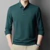 Marque haut de gamme Ice Silk à manches longues à la mode Polo imprimé Polo Automne Trend Mens T-shirt Casual Top 240412